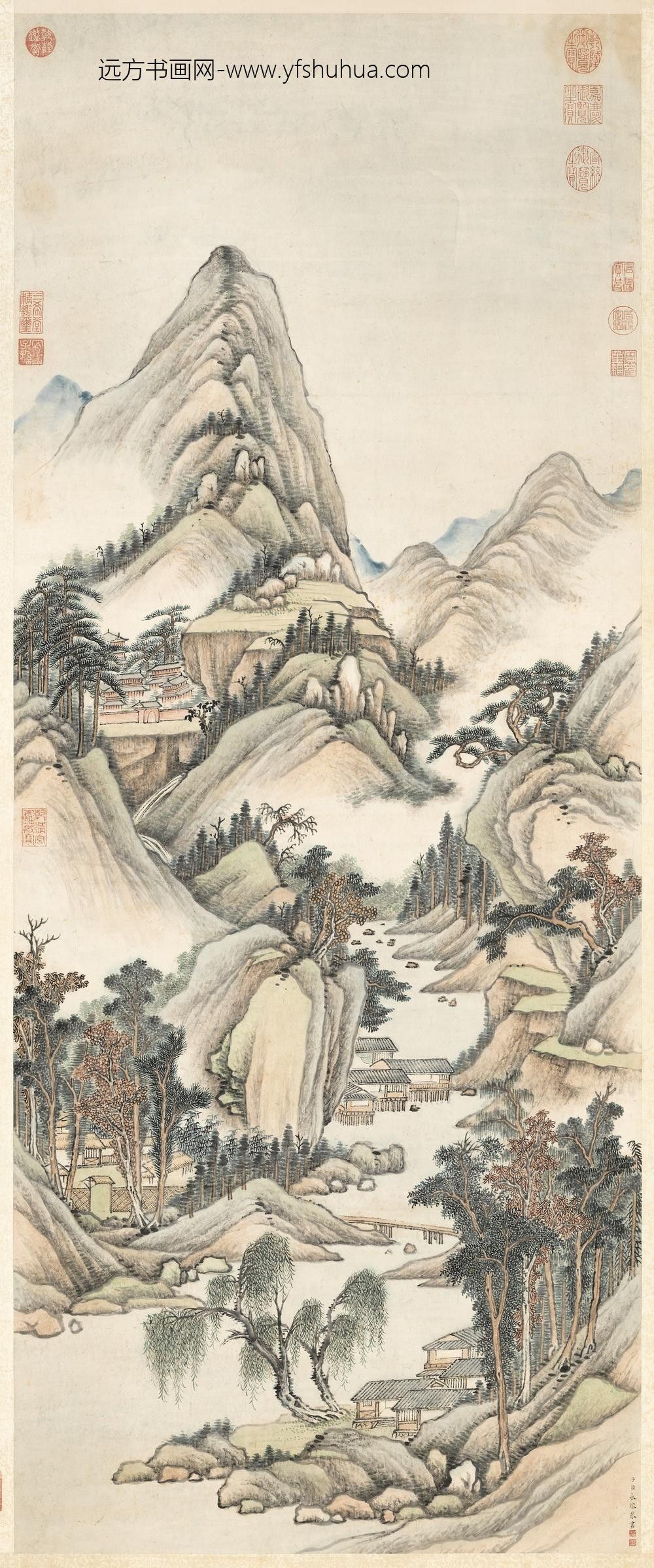 清永瑢画秋寺鸣泉图轴 清永瑢画秋寺鸣泉图轴