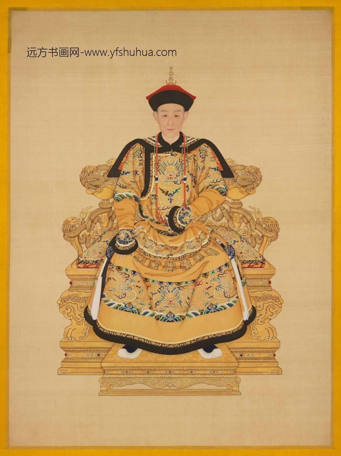 中国美術】 ☆ 見出さ 掛軸 官員常服行楽図画像 ☆ 清朝期 紙本設