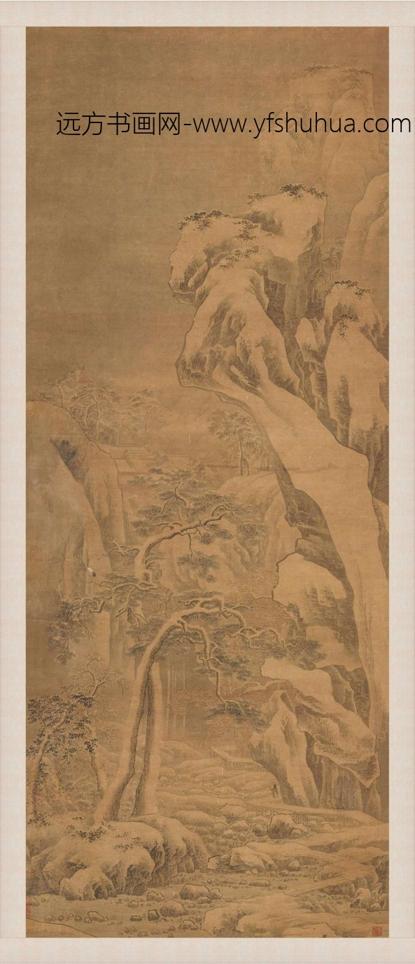 明_佚名_仿宋人雪山行旅图立轴 明_佚名_仿宋人雪山行旅图立轴