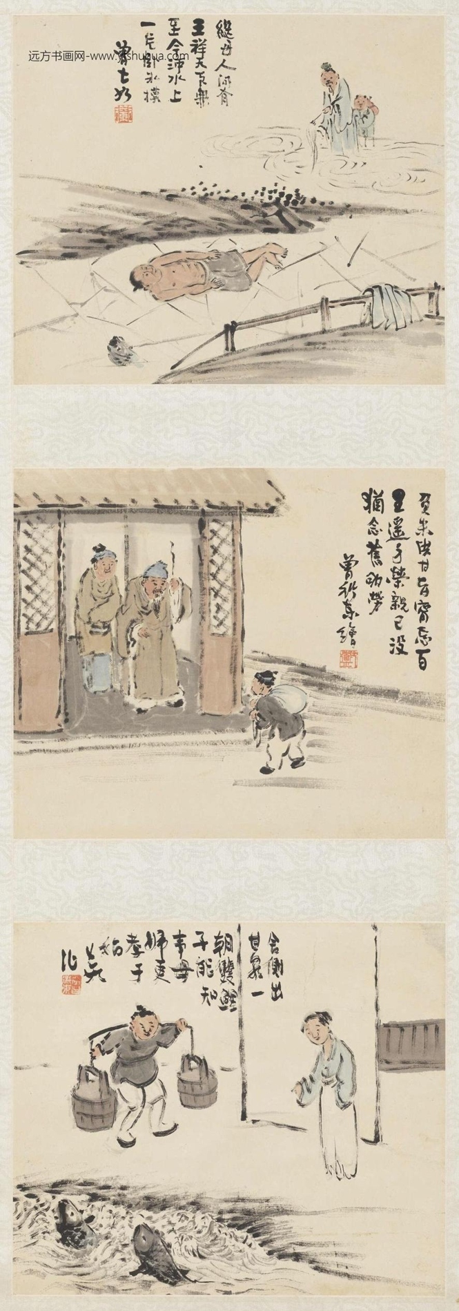 清.曾衍东二十四孝八屏轴- (1)