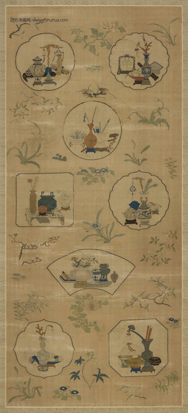 清_乾隆缂丝博古书幌（一）轴