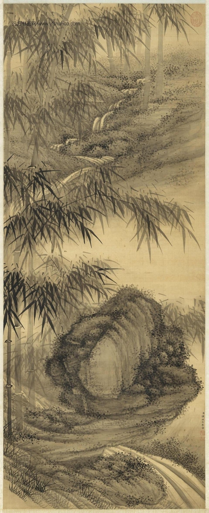 清_强国忠_法元人墨竹