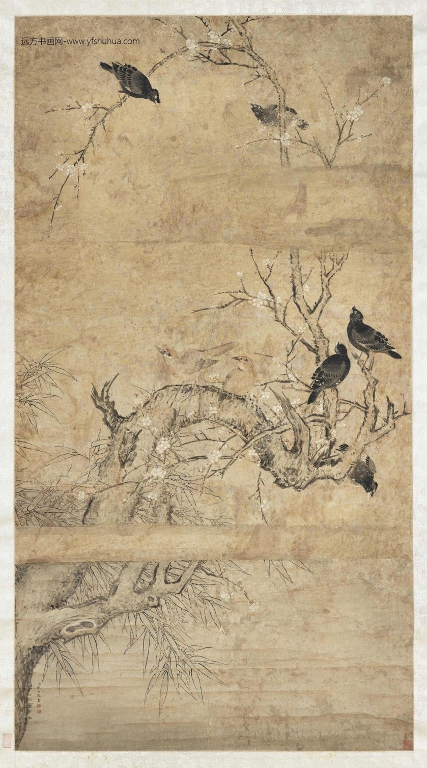 清_戴洪_梅雀图