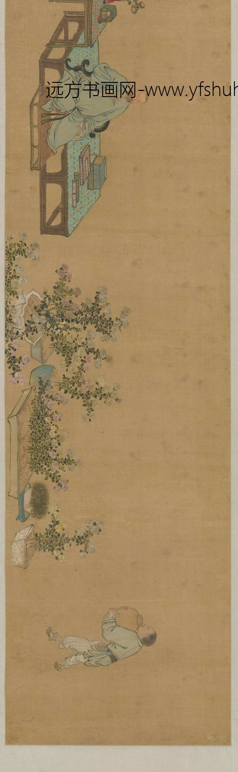 清_禹之鼎_王原祁艺菊图像卷_1