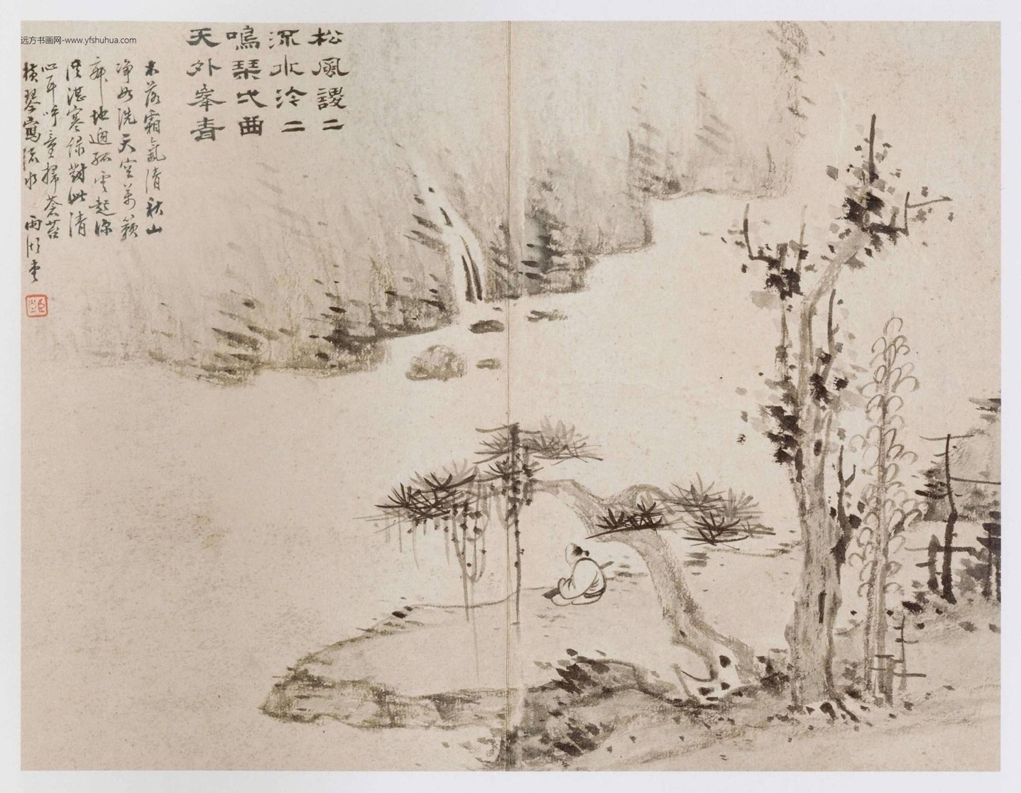 清_程堂_霜林横琴图