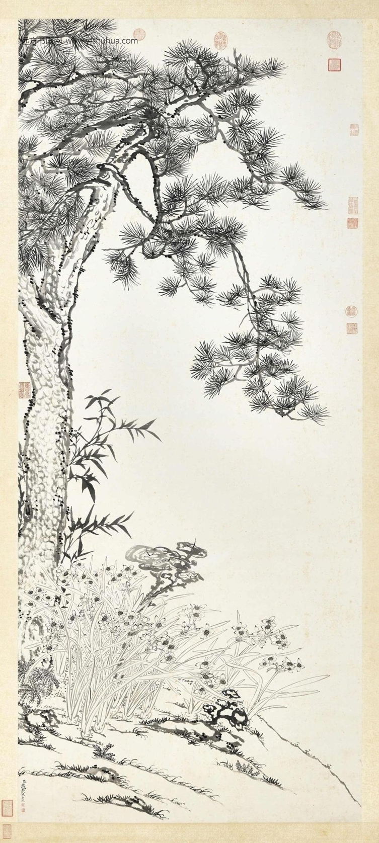 清_钱载_灵仙祝寿图轴