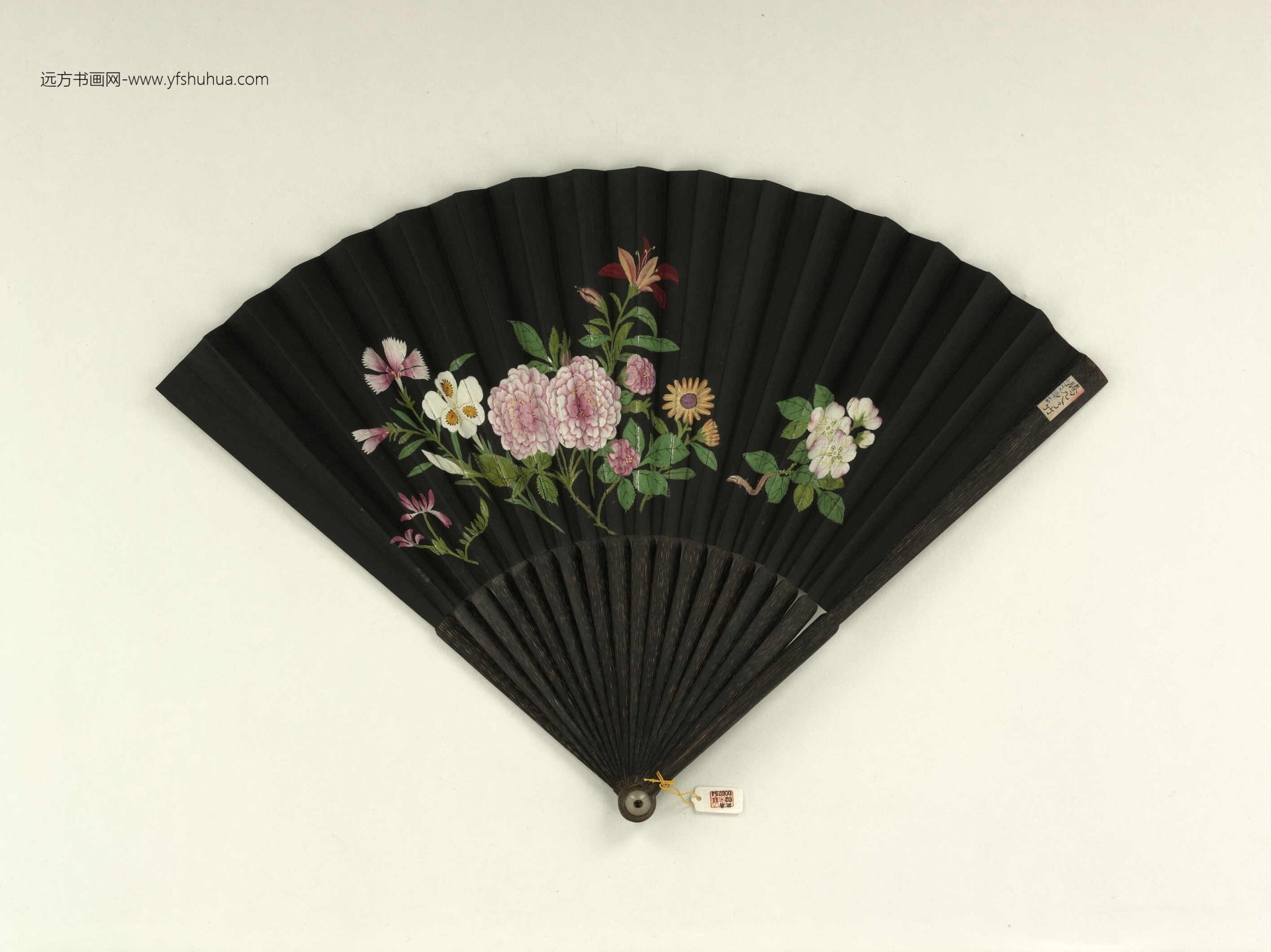 清倪承宽书米芾十纸说帖清人画花卉.成扇- (1)
