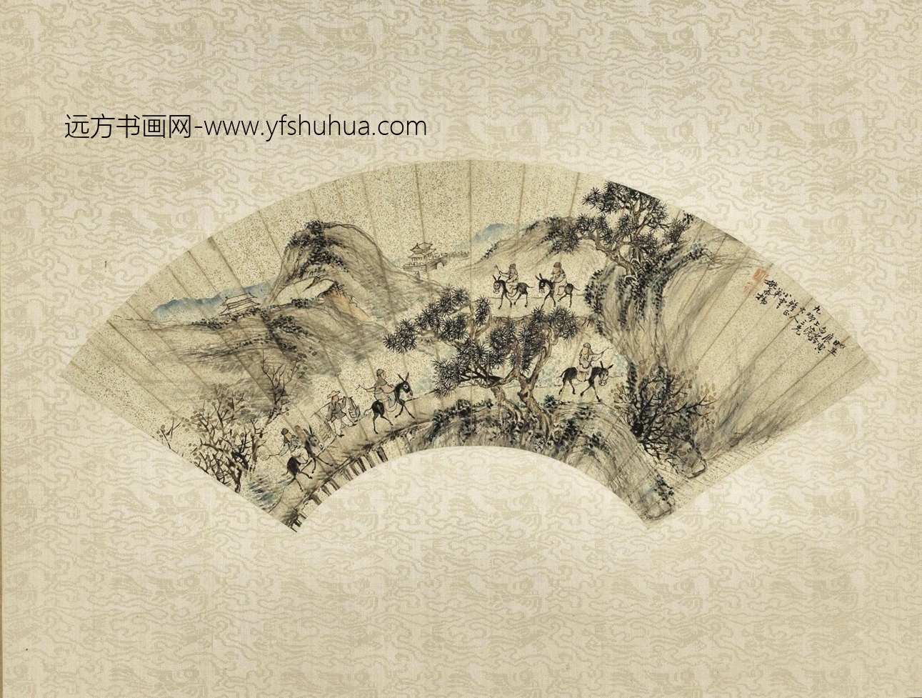几谷僧等山水扇面- (1)