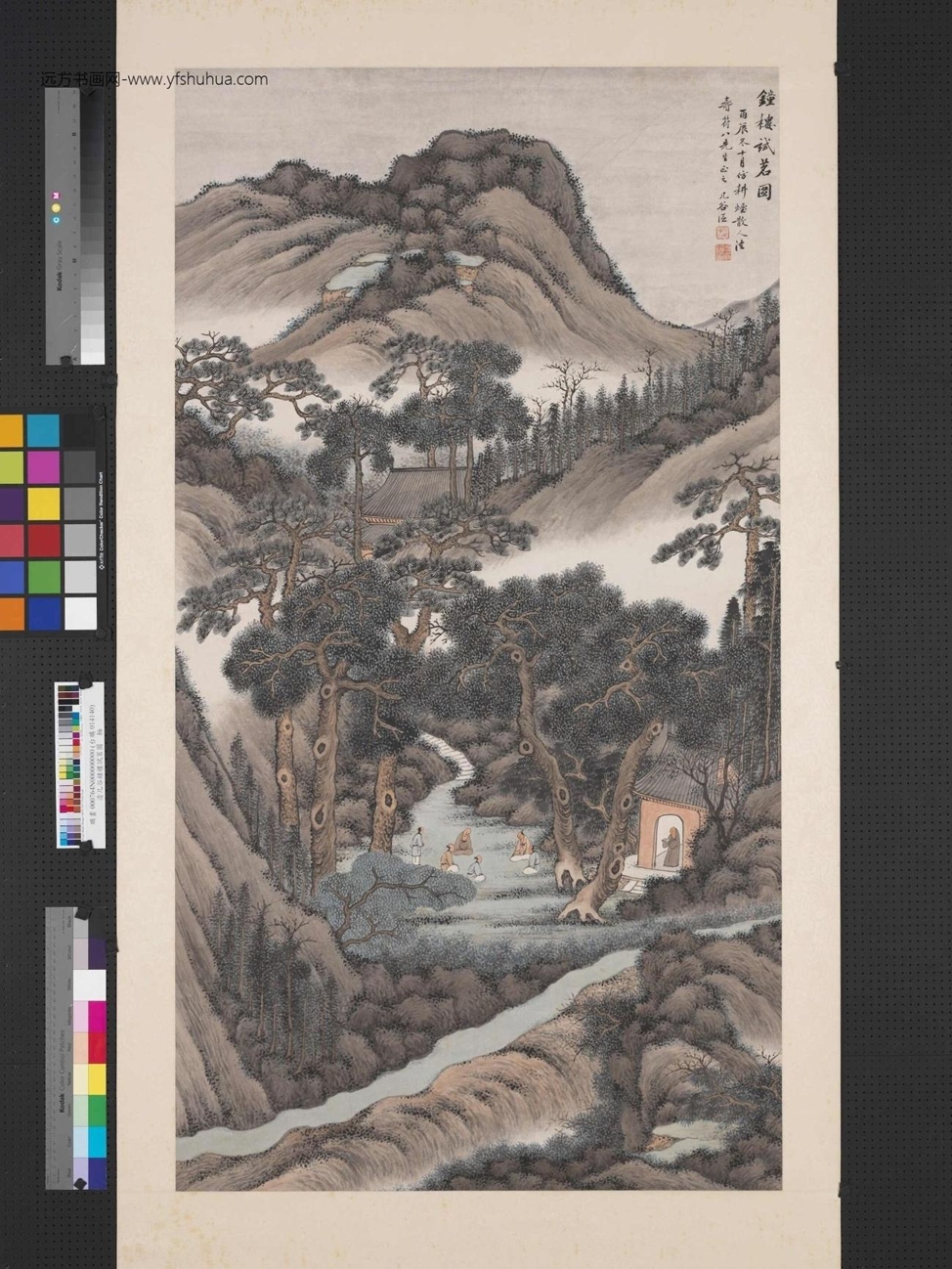 清_几谷_钟楼试茗图