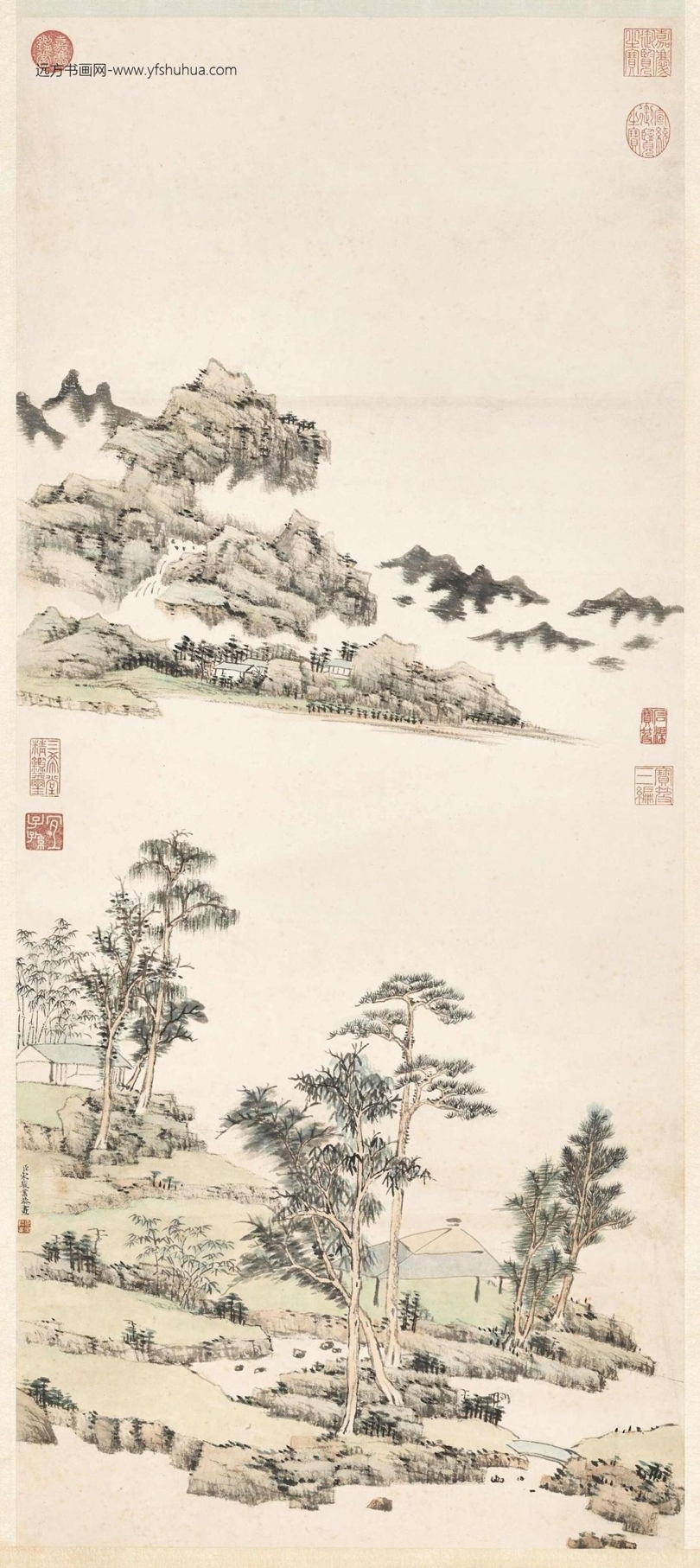 清_宋骏业_林亭烟岫轴