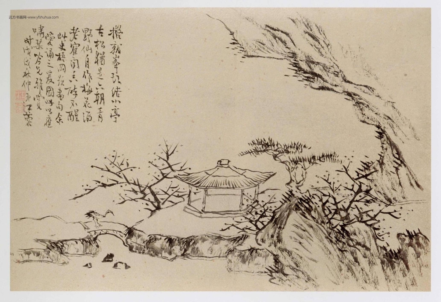 清_江蓉_松亭梅鹤图 清_江蓉_松亭梅鹤图