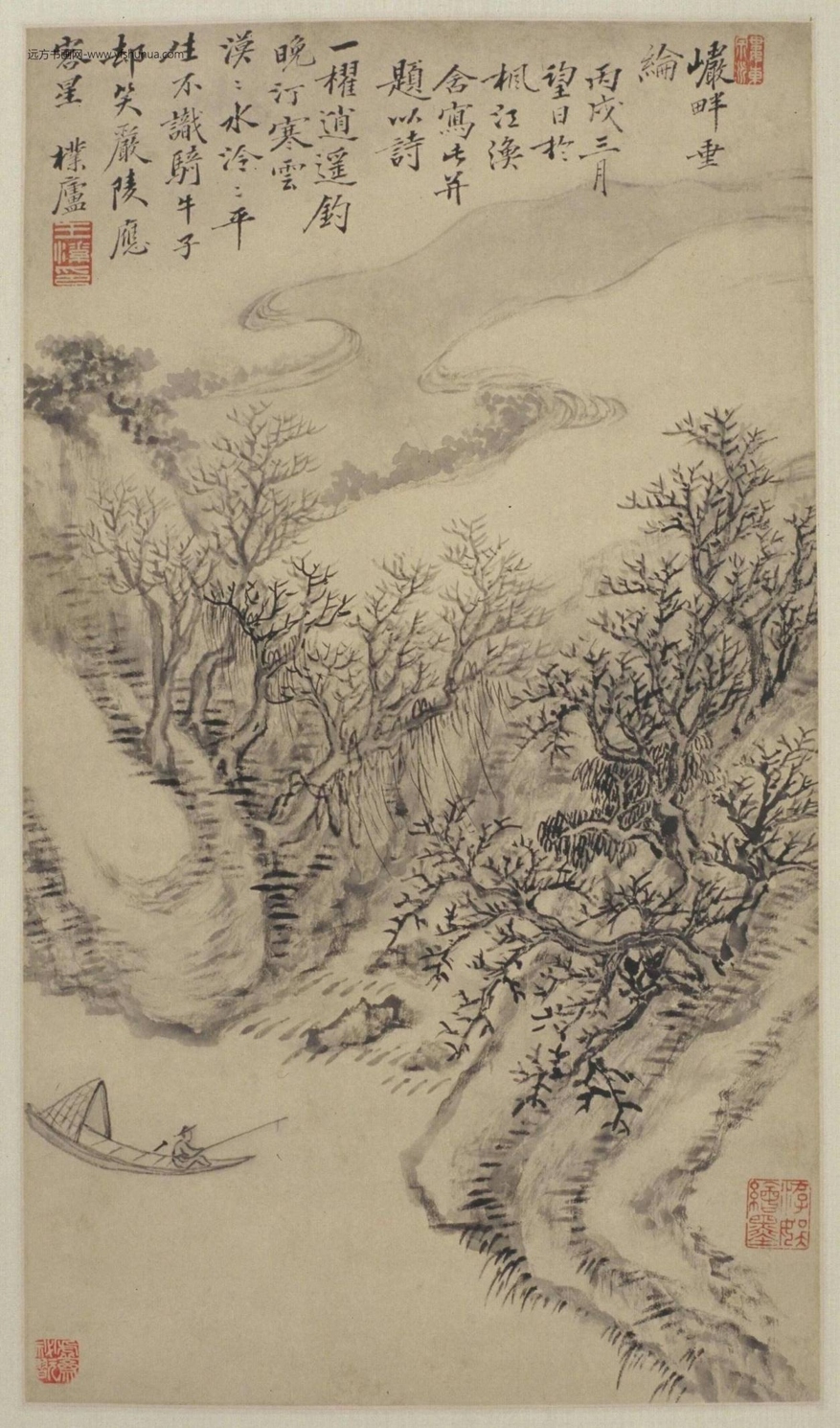 王愫岩畔垂纶图轴-0 王愫岩畔垂纶图轴-0