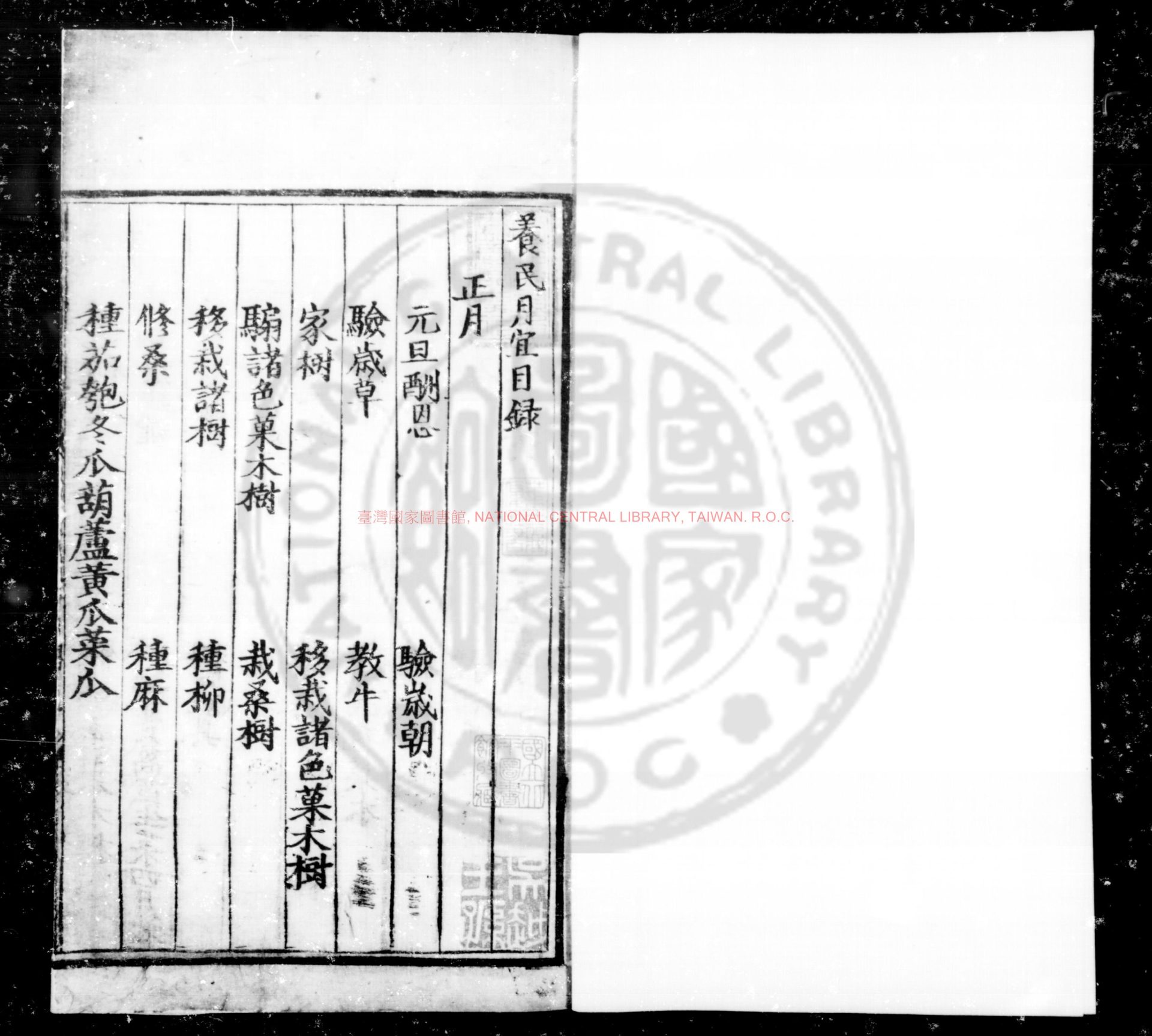14492-養民月宜_不著撰人_明刊黑口本0