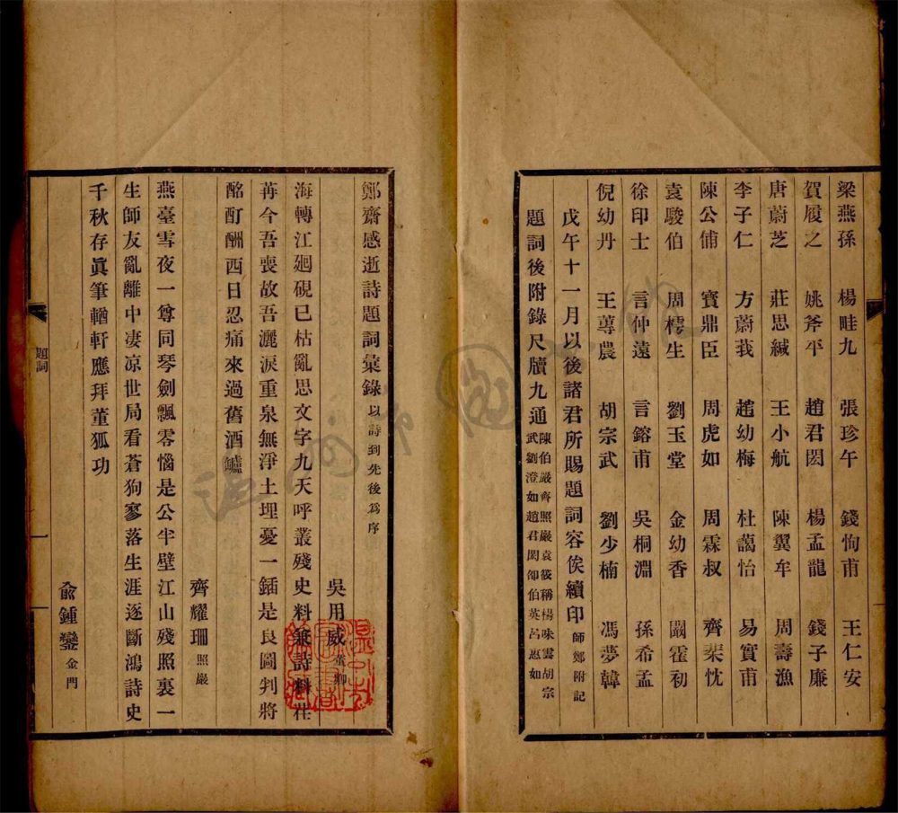 _鄭齋感逝詩甲集四卷乙集一卷題詞彙錄一卷（第二冊題詞彙錄）__
