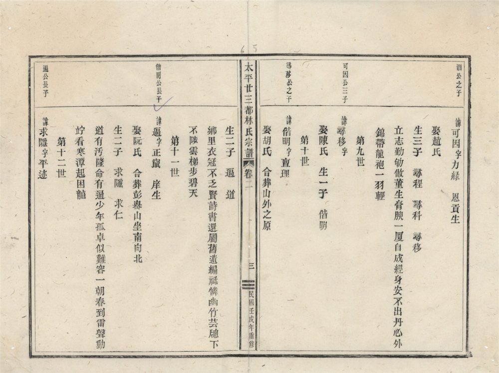 _太平廿三都林氏宗譜五卷（第二冊卷二上）__