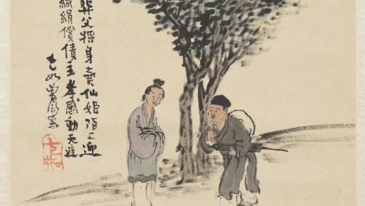 二十四孝八屏图轴-卖身葬父