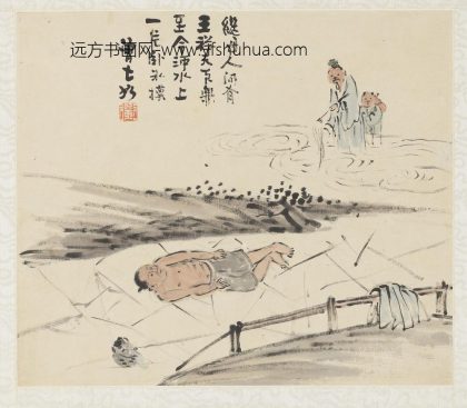 二十四孝八屏图轴-卧冰求鲤