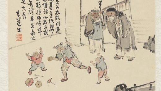 二十四孝八屏图轴-戏彩娱亲