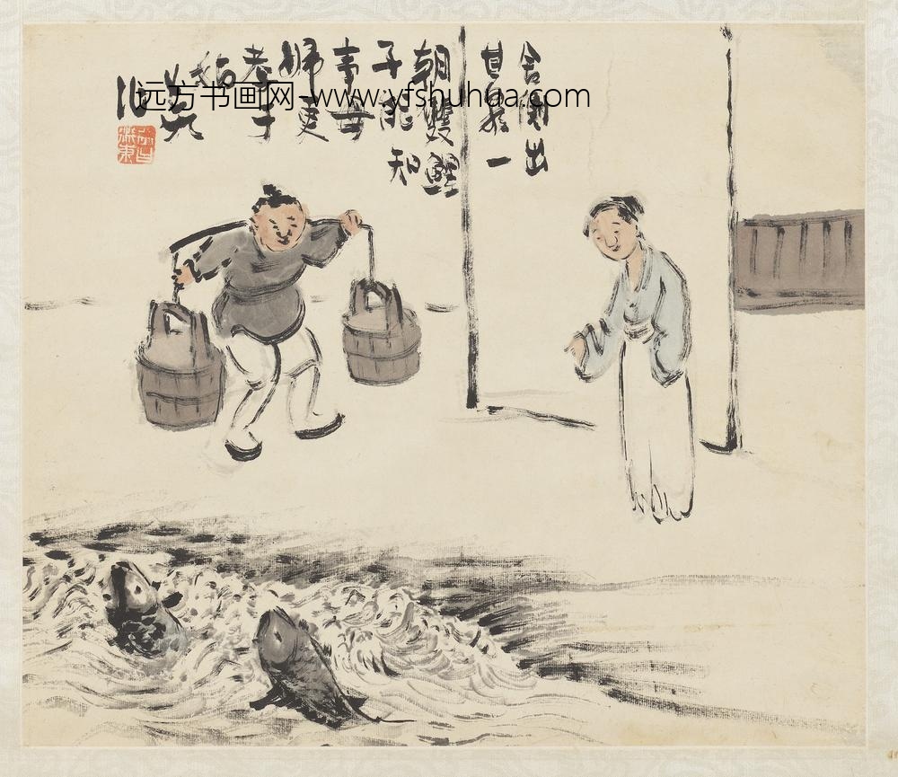 二十四孝八屏图轴-涌泉跃鲤 二十四孝八屏图轴-涌泉跃鲤