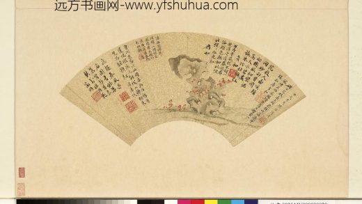 明人书画扇（卯）册-明陈淳丹花奇石