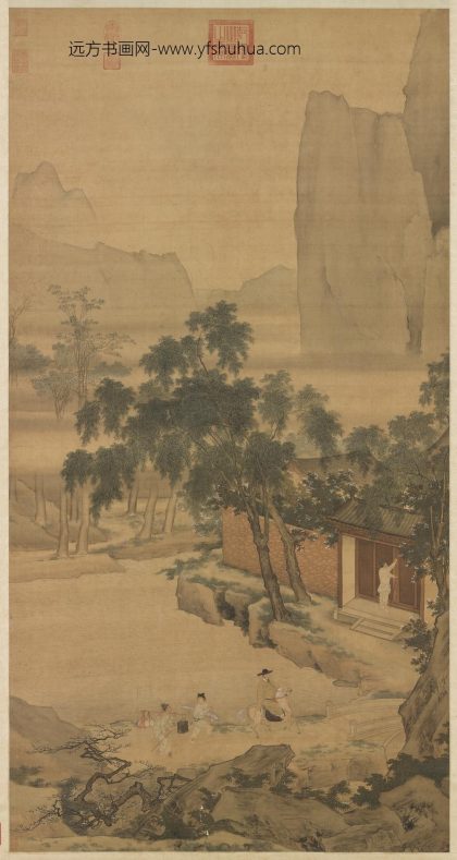明仇英春游晚归图轴