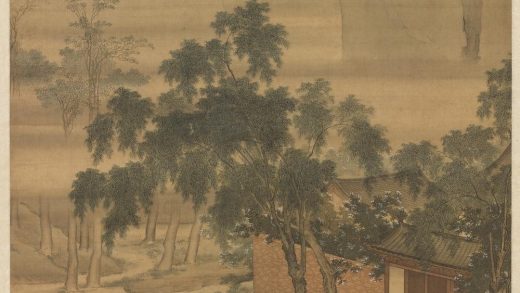明仇英春游晚归图轴