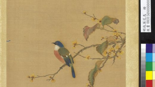 明仇英花鸟册-蜡梅红叶
