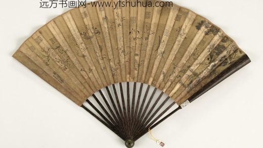 清乾隆书七佛偈明李世光高人渡海图-成扇-