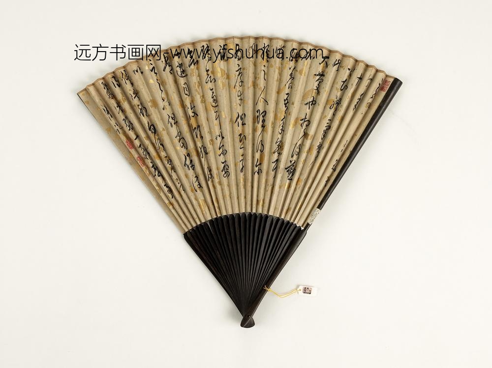 清乾隆御临王羲之帖钱维城画山水-成扇- 清乾隆御临王羲之帖钱维城画山水-成扇-