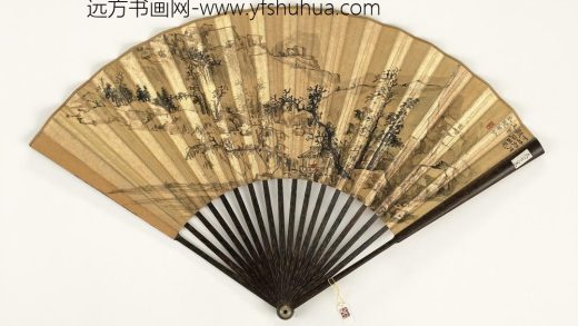 清乾隆御笔题画诗明邵弥山水-成扇-