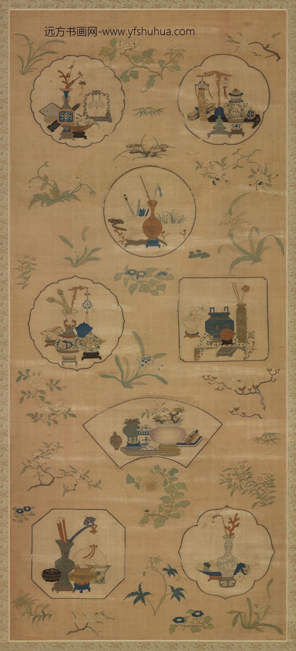 清乾隆缂丝博古书幌（二）轴