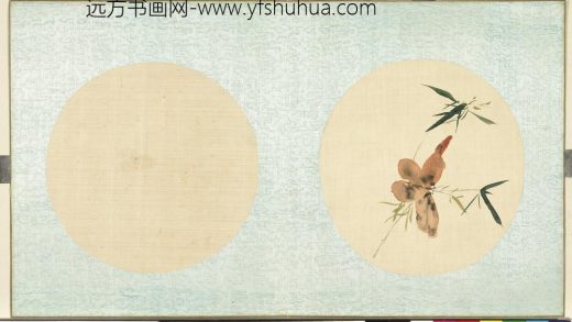 清光绪御笔绢画扇面册-修竹蝶舞