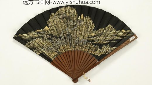 清永琰书乾隆御制养和精舍有会弘旿画山水-成扇-
