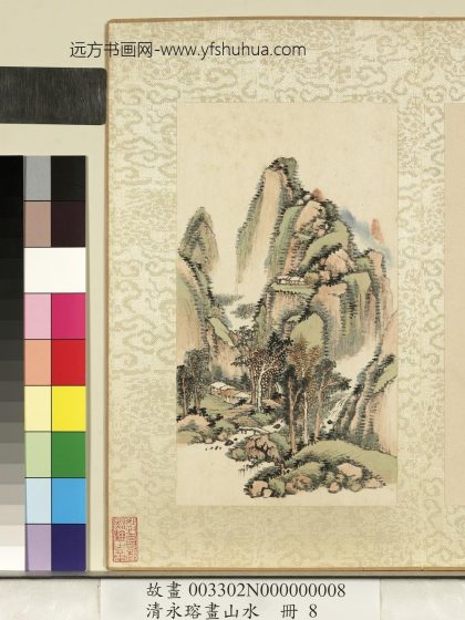 清永瑢画山水图册-古寺层岩