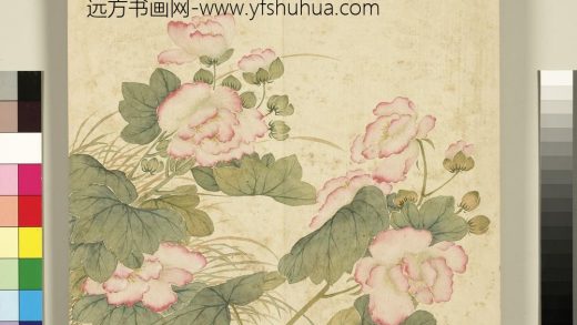 清程琳画四时花卉册-芙蓉