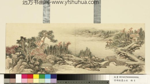 清胡桂画山水册_溪桥水亭