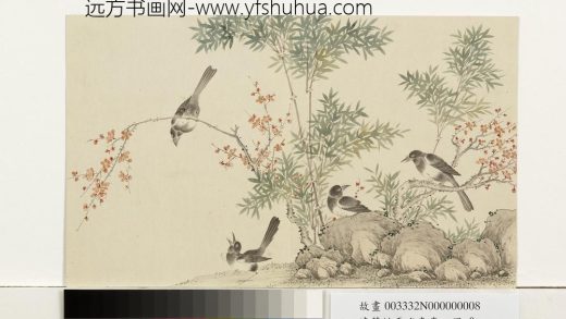 清董诰平安春喜-册-梅竹喜鹊
