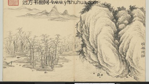 清董邦达画山水-册-峭壁回澜