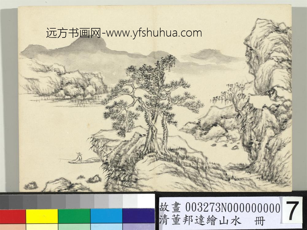 清董邦达绘山水-册-松矶钓艇 清董邦达绘山水-册-松矶钓艇
