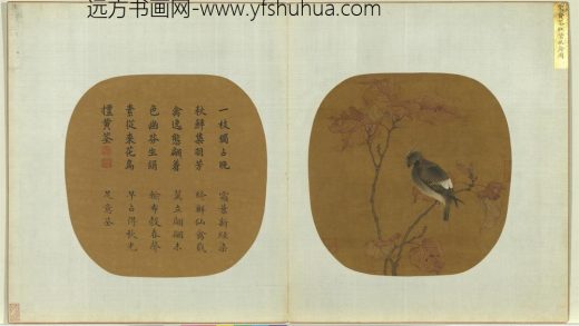 __宋元名绘.册.五代黄筌红叶幽禽图故画__KANPAA