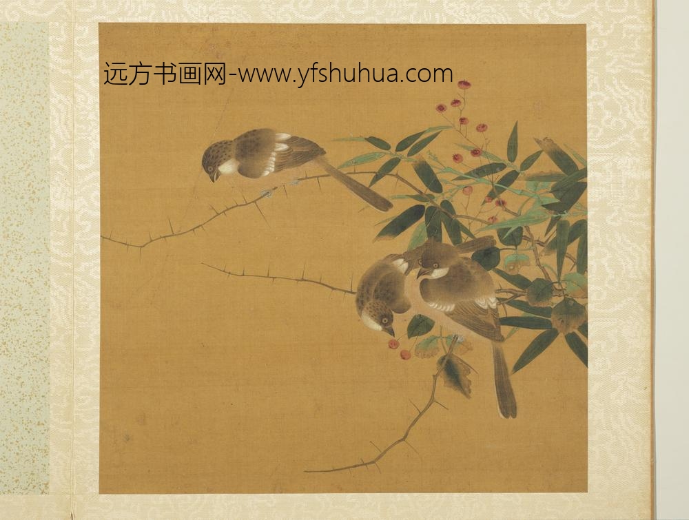 __五代后蜀黄筌长春花鸟.册.竹枝翎毛故画__KANPAC __五代后蜀黄筌长春花鸟.册.竹枝翎毛故画__KANPAC