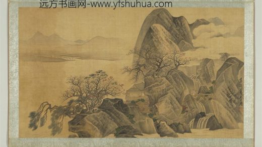 明蓝瑛仿古册仿李唐层岩红树