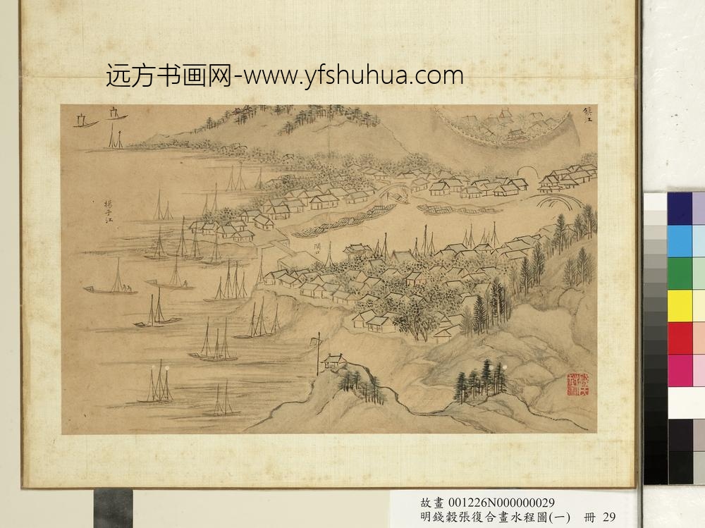 明钱谷张复合画水程图（一）册 扬子江等景