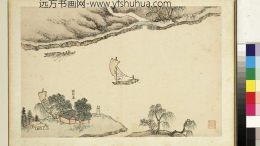 明钱谷张复合画水程图（二）册 露觔庙