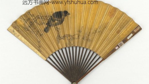 明陆治画梅花成扇_
