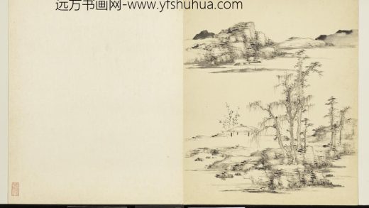 明陆远摹古册枯林亭子