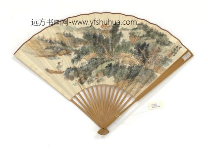 民国萧愻秋山摇橹溥儒行书律诗成扇 1