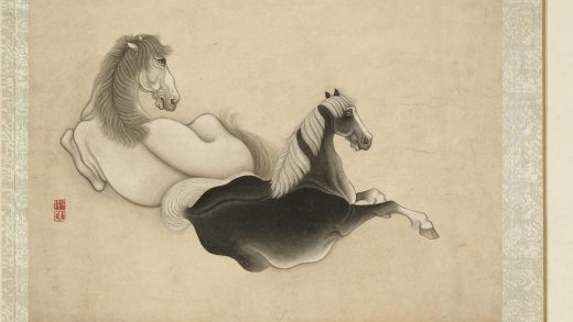 清冷枚画马册三