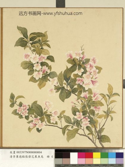 清李秉德临张伟花果鱼鸟册海棠