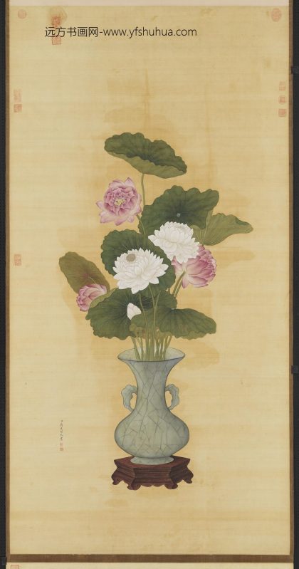 清蒋廷锡画瓶莲轴